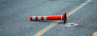 Traffic Cone laying in the road
